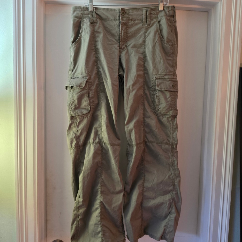 Hollister Low-Rise Baggy Cargo Pants Olive Green Khaki Utility Y2K Size 10R W30